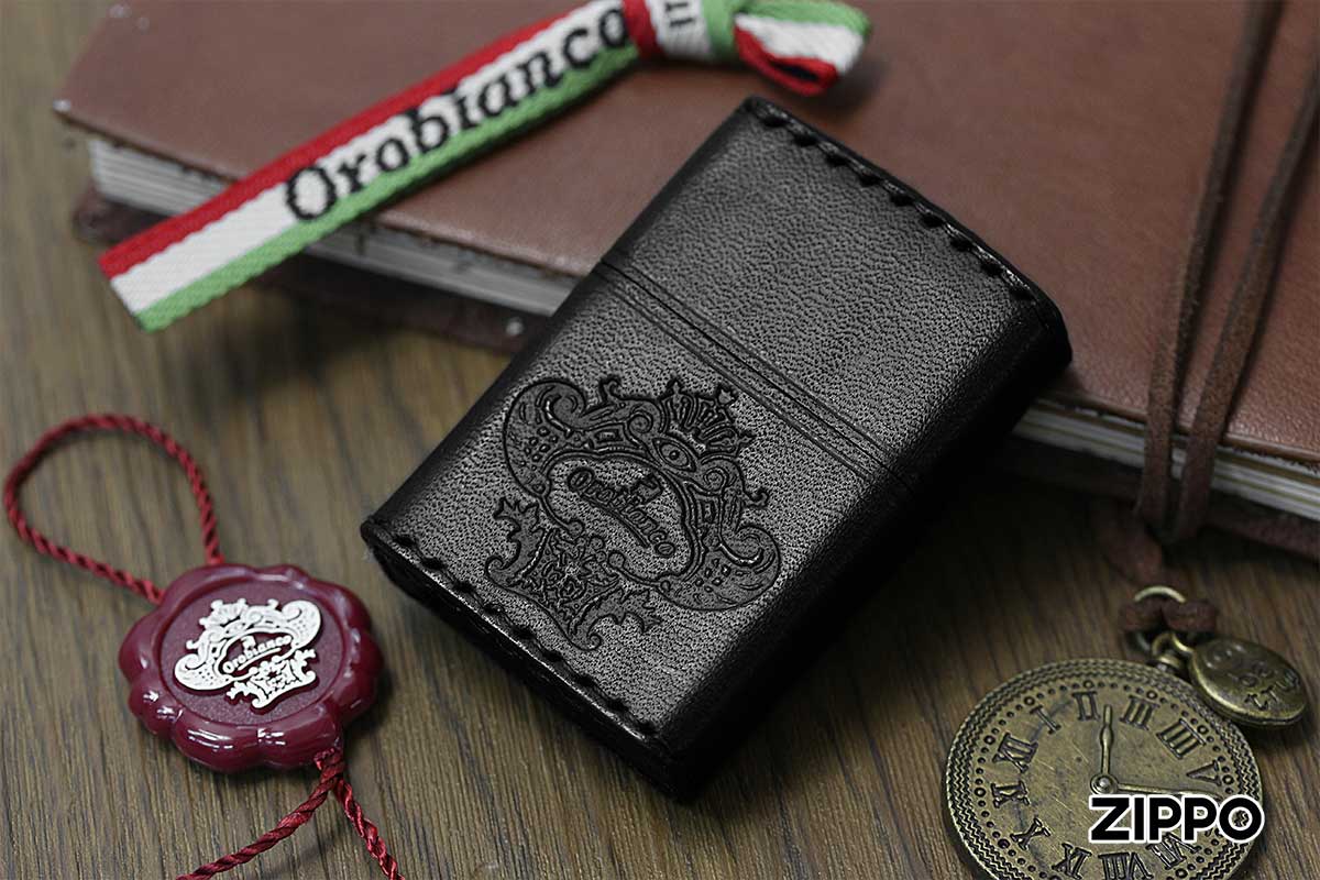 Zippo ジッポー Orobianco オロビアンコ 本牛革手縫い ブラック ORZ-001 BK