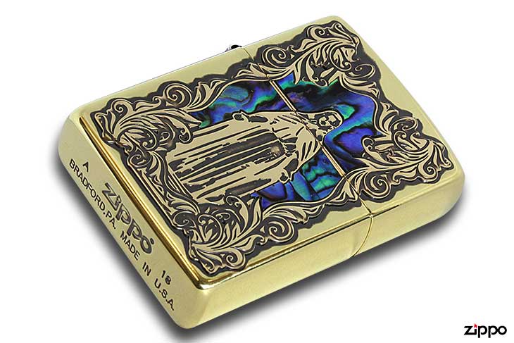 ZIPPO  シェルマリア シェル加工 マリア 真鍮いぶし ジッポ ライター