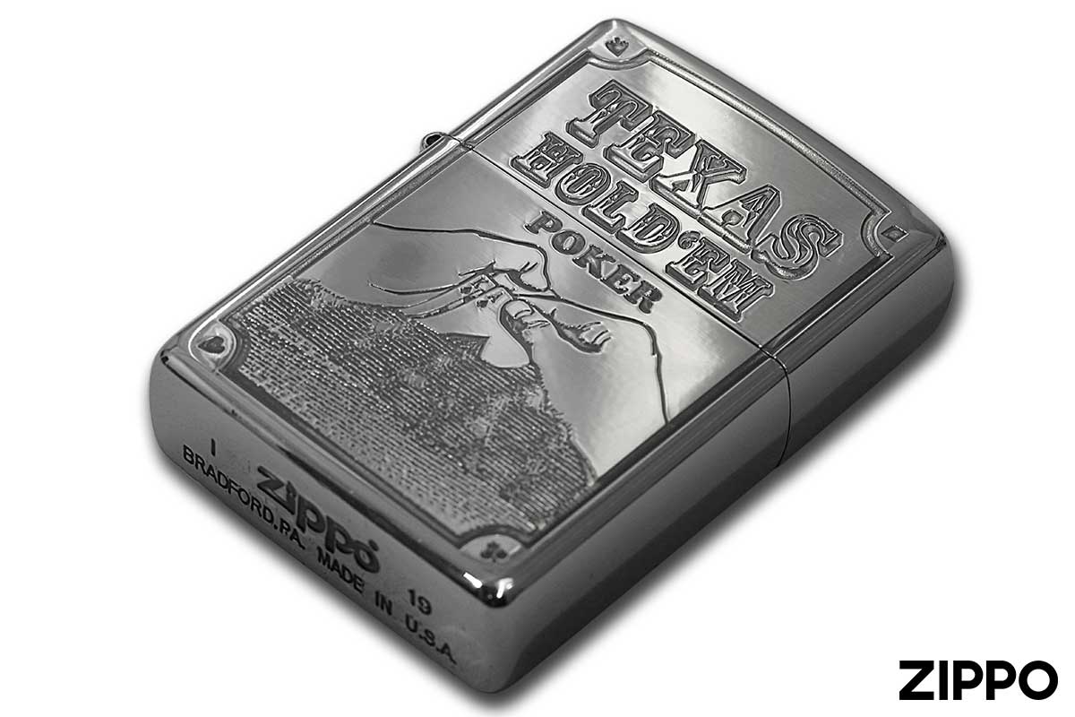 Zippo ジッポー POKER TEXAS HOLD'EN ニッケルいぶし メール便可