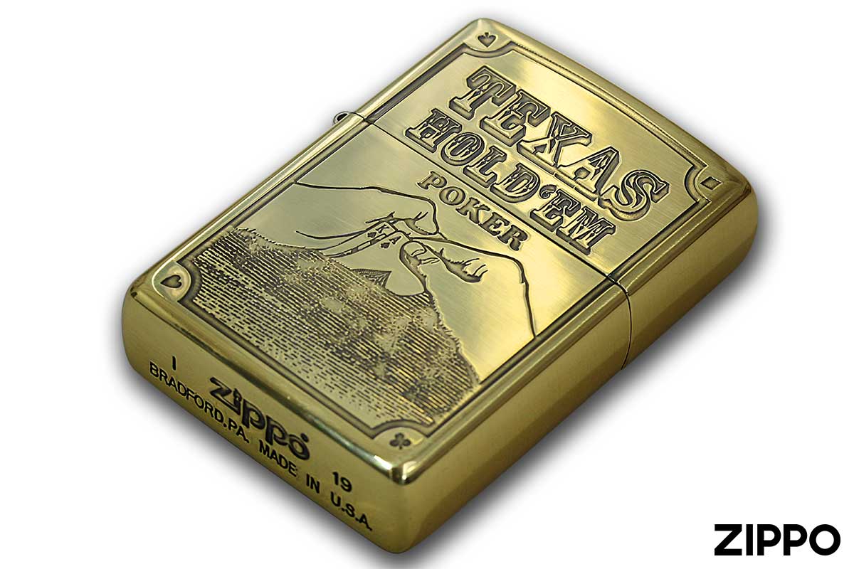 Zippo ジッポー POKER TEXAS HOLD'EN 真鍮いぶし メール便可