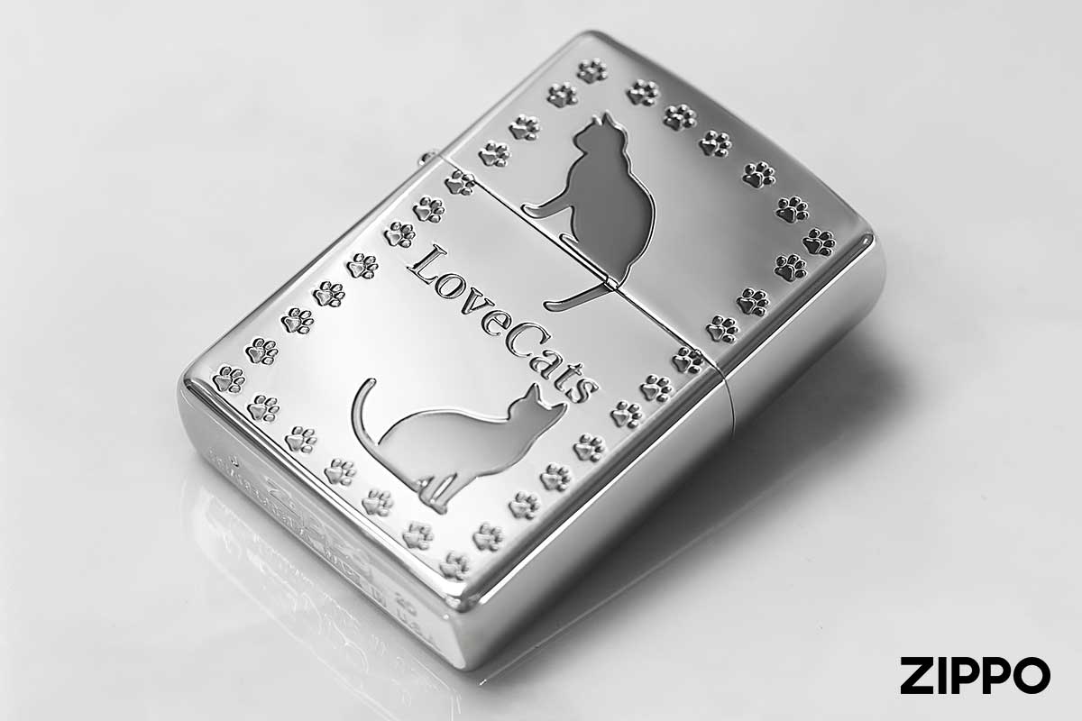 Zippo ジッポー Love Cat 猫が大好き シルバー LCAT2-SVB メール便可