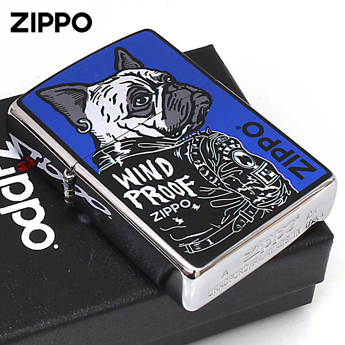 Zippo ジッポー ワイルドドック ブルドッグ 犬 ブルー BL メール便可