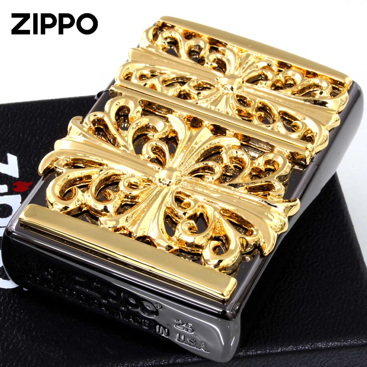 Zippo ジッポー クロス 十字架 メタル クロスジャケット ブラックニッケル Metal Jacket Cross CROM_BKGD