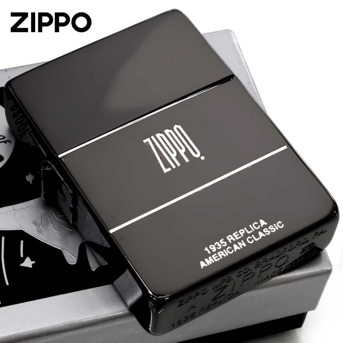 Zippo ジッポー 1935レプリカ クラシックデザイン オールドロゴ ブラックニッケル 35BN-CL_A