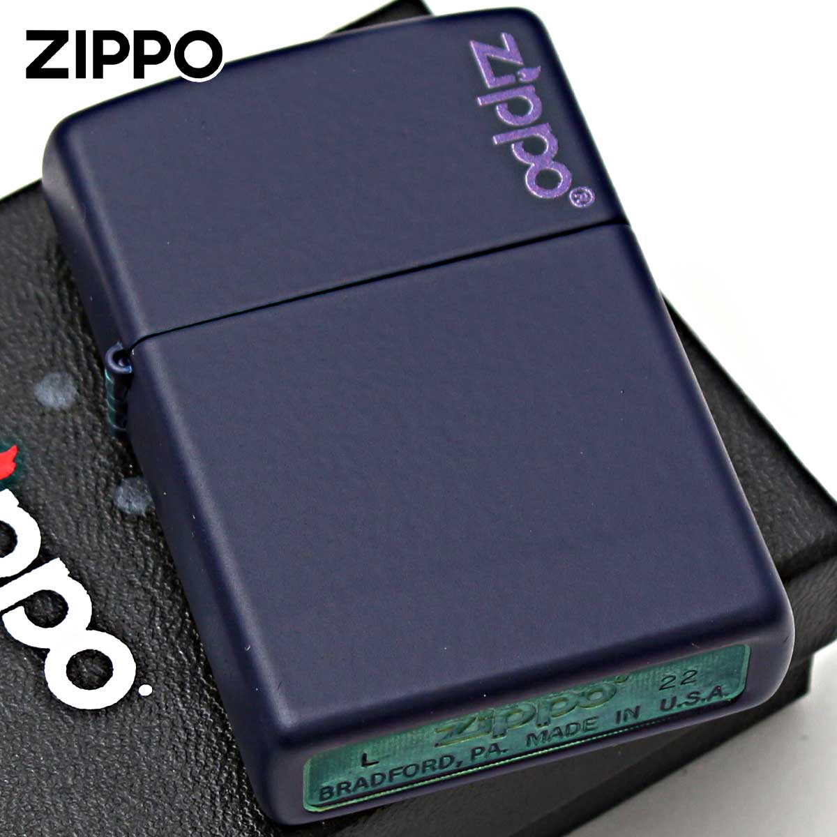 Zippo ジッポー ネイビー マット ジッポ ロゴ Navy Matte Zippo Logo 239ZL メール便可