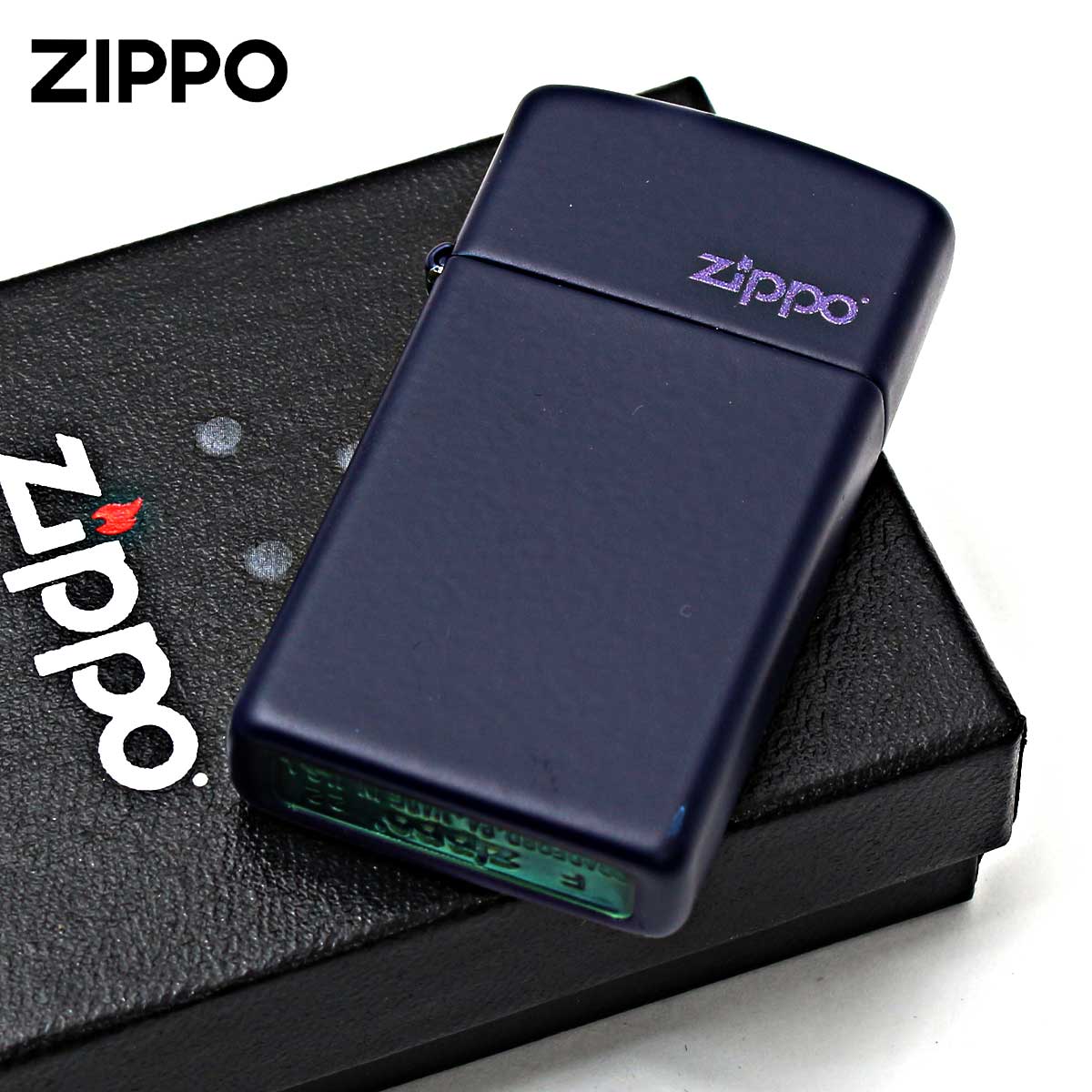 Zippo ジッポー スリム ネイビー マット ジッポ ロゴ SLIM Navy Matte Zippo Logo 1639ZL メール便可