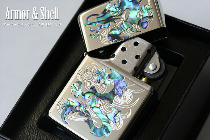 Zippo ジッポー ARMOR SHELL アーマー 貝貼り　 龍　162KB-RYSP