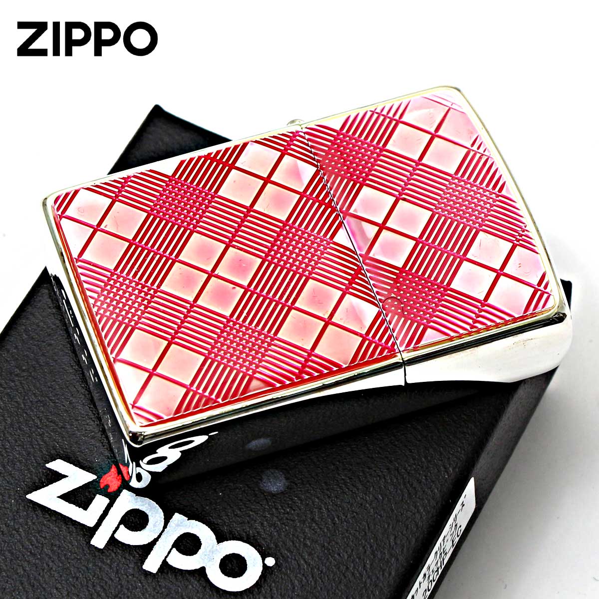Zippo ジッポー ダイヤモンドカット アーガイル柄彫刻 エポ盛り