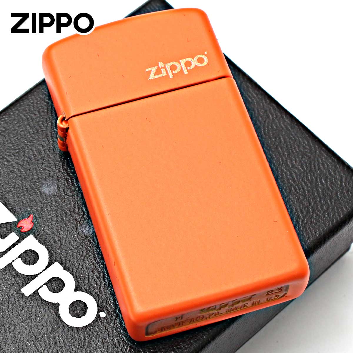 Zippo ジッポー スリム オレンジ マット ジッポ ロゴ SLIM Orange Matte Zippo Logo 1631ZL メール便可