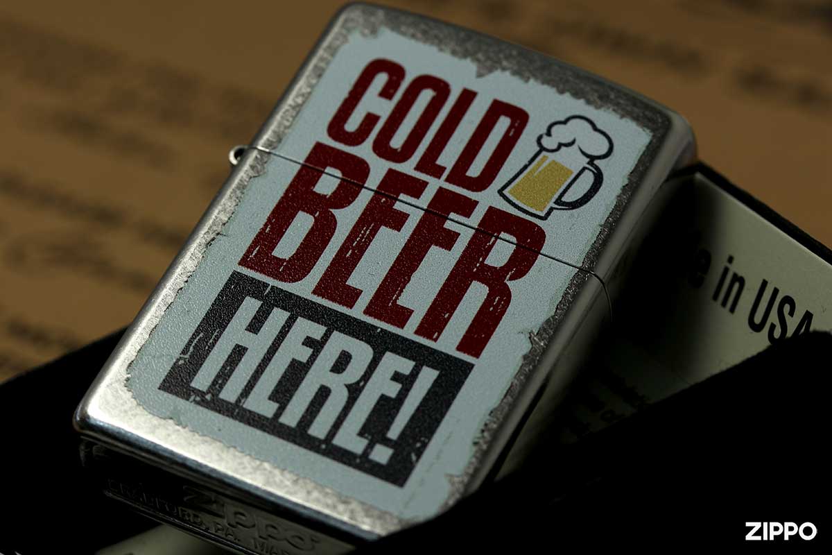 Zippo ジッポー ＃207 Emboss printing COLD BEER HERE 冷たいビールはこちら EP-KE メール便可
