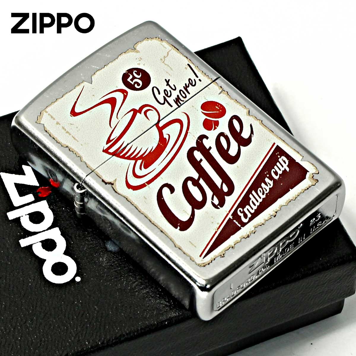 Zippo ジッポー コーヒー プリント加工 Coffee ＃207 Emboss printing  EP-KF メール便可