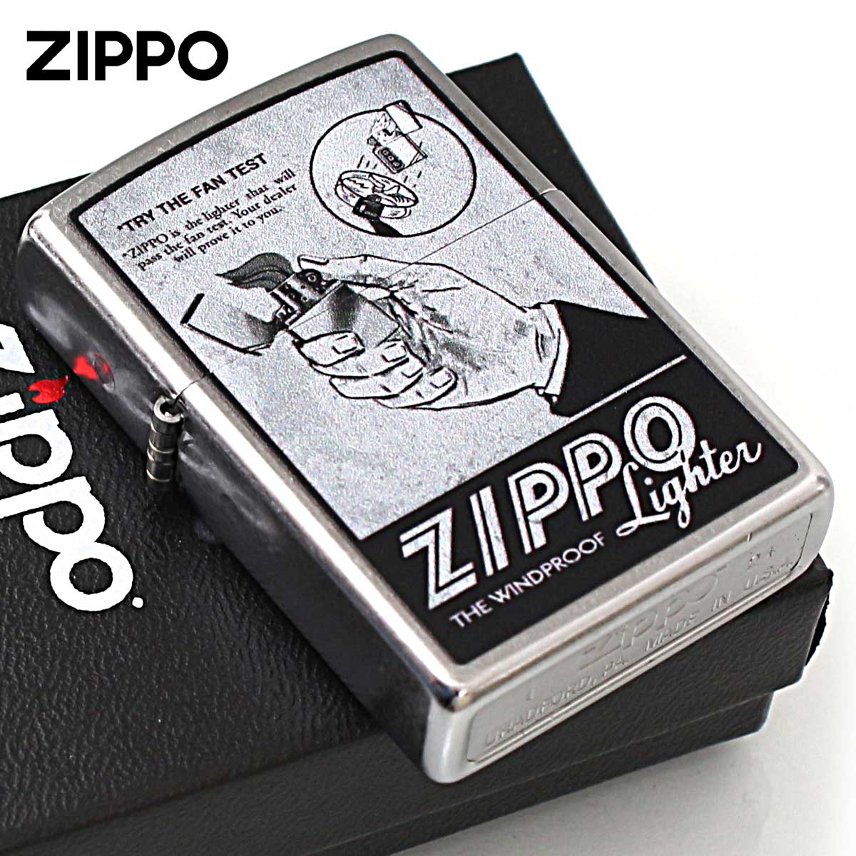 Zippo ジッポー オールドポスター風 TRY THE FAN TEST アメリカ加工 Processing in USA Z207-119571 メール便可