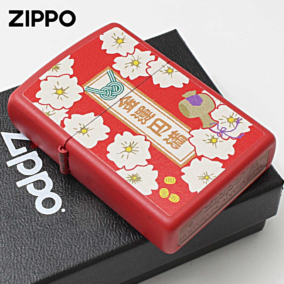 Zippo ジッポー 開運 御守 商売繁盛 和柄 桜 レッドマット Z233OM-C メール便可