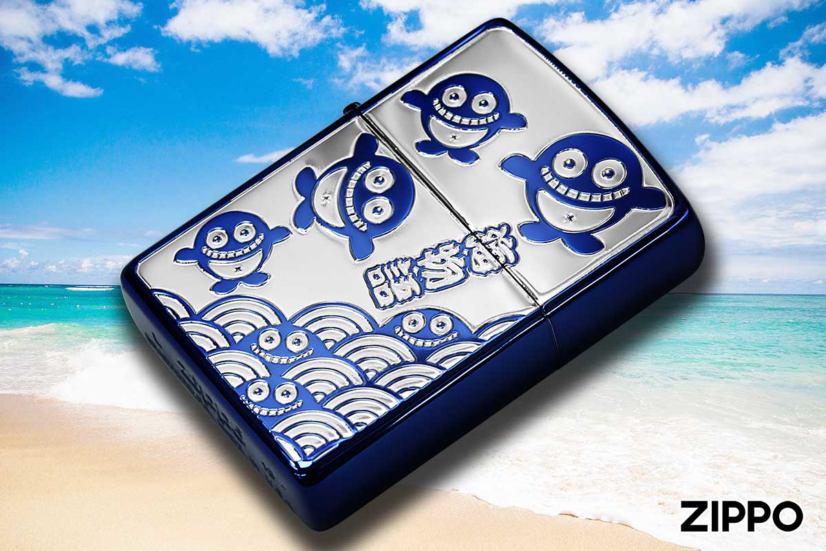 Zippo ジッポー 海物語 Sea Story クジラッキー ブルー シルバー B柄