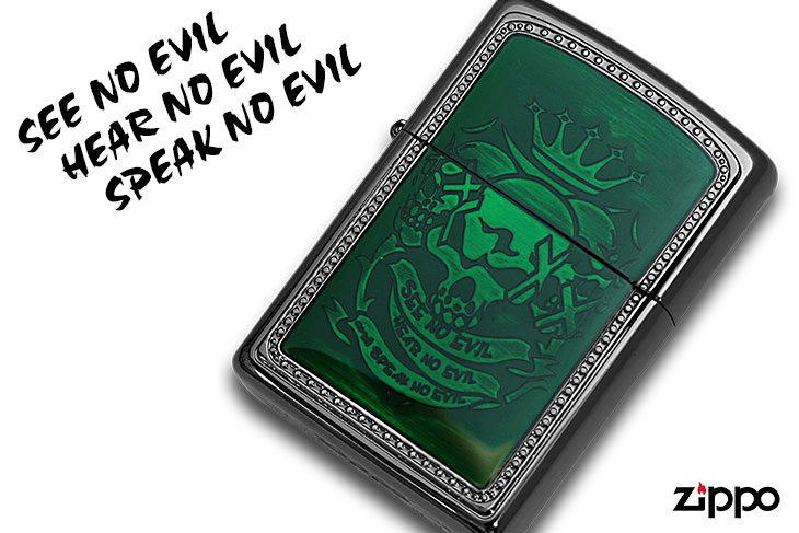 Zippo ジッポー NO EVIL フレーム GR（1201S400）