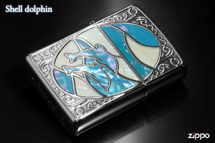 Zippo ジッポー Shell dolphin シェルドルフィン WH BL 1201S602