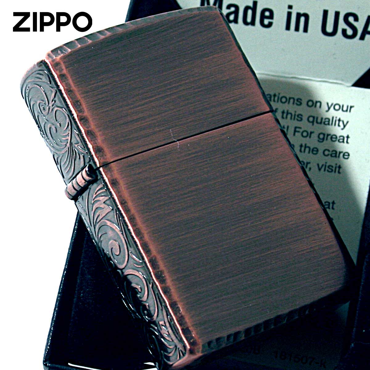 Zippo ジッポー サイド 3面 アラベスク 唐草 リューター加工