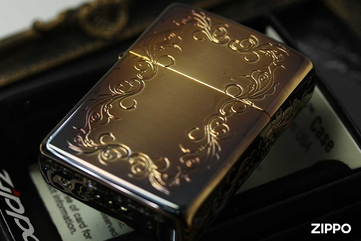 Zippo ジッポー アーマー 5面 アラベスク 唐草 アンテーク風 ブラス 
