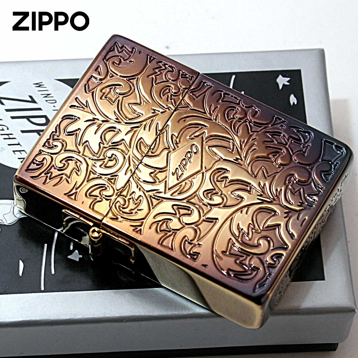 Zippo ジッポー 1935レプリカ アラベスク 唐草 金メッキいぶし