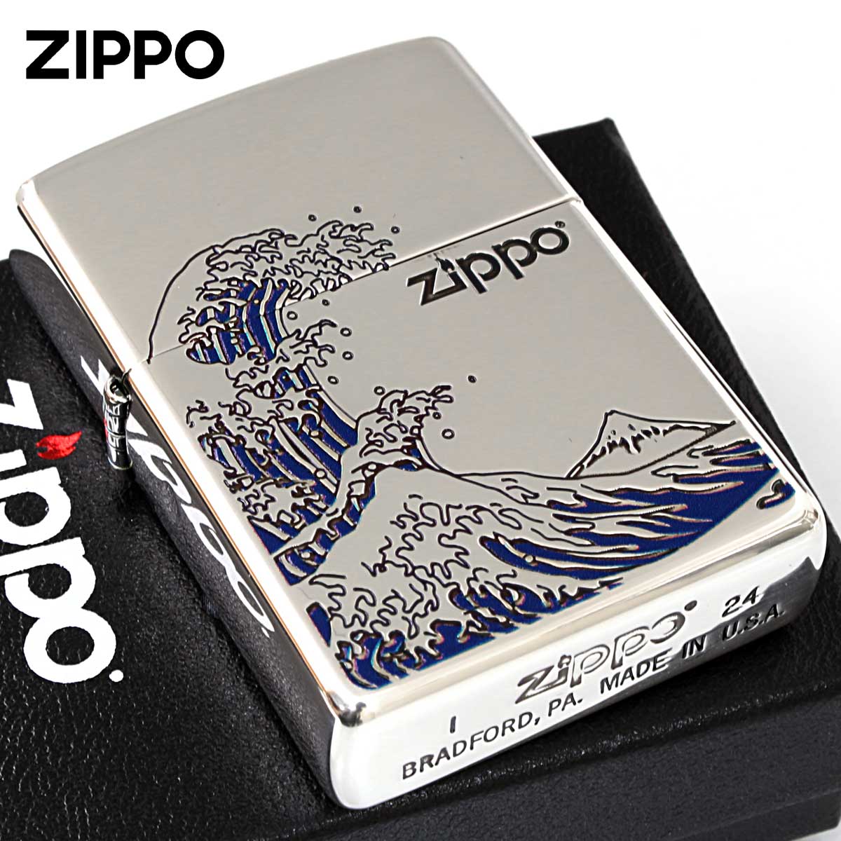 Zippo ジッポー 浪裏 ナミウラ 和柄 シルバー SV 1201S905