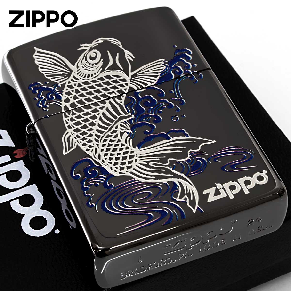 Zippo ジッポー 登り鯉 ノボリゴイ 和柄 ブラック BK 1201S908