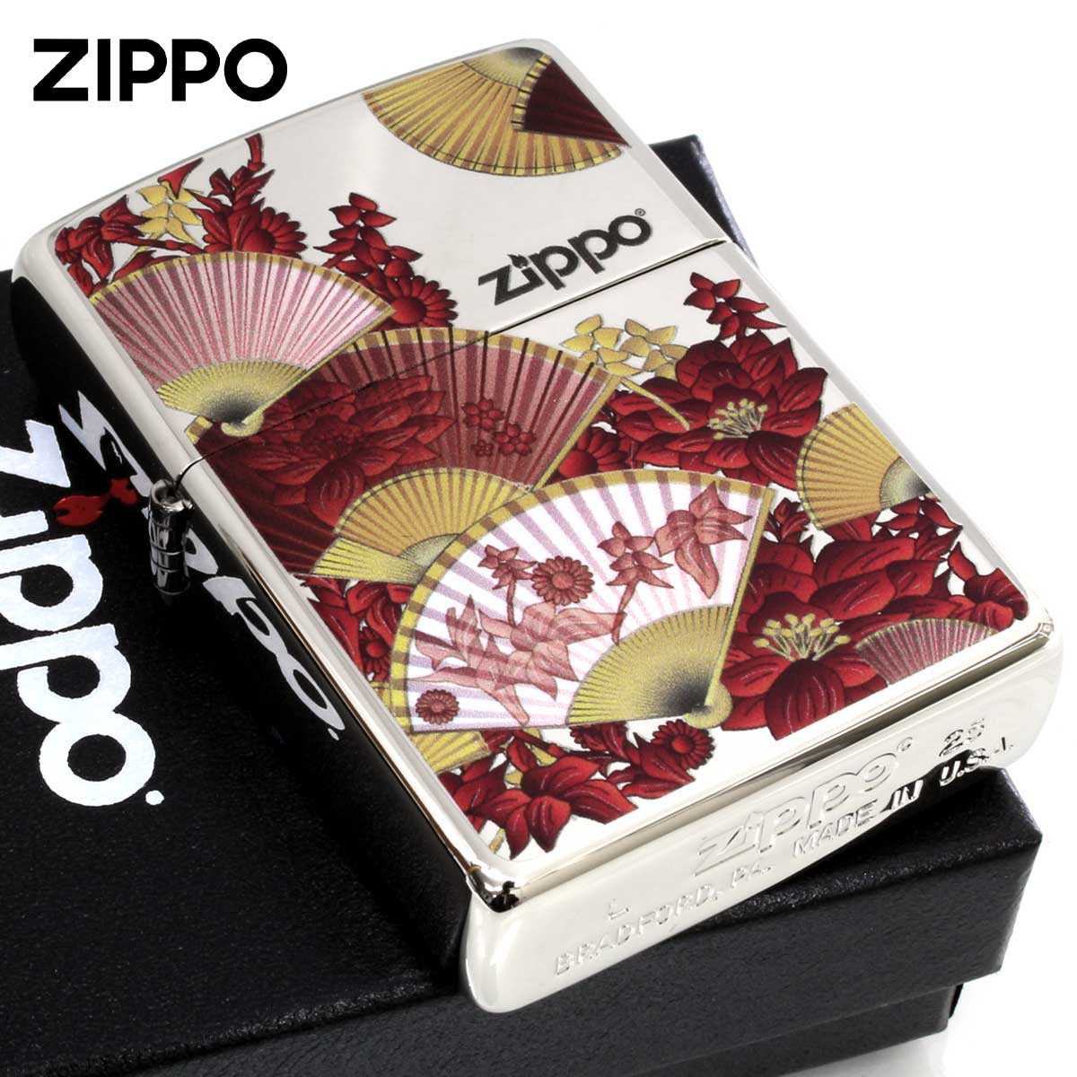 Zippo ジッポー 和柄 扇子 センス レッド 1201S935