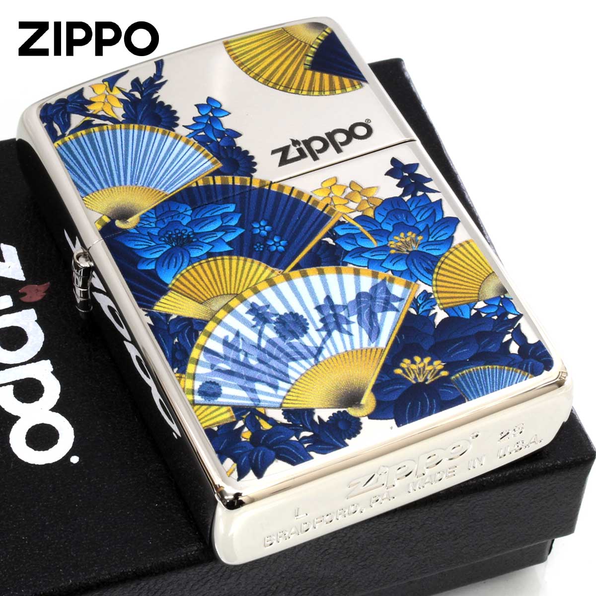 Zippo ジッポー 和柄 扇子 センス ブルー 1201S936