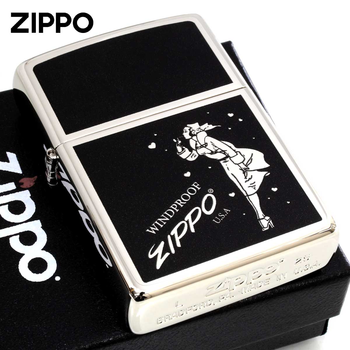 Zippo ジッポー Girl & HEART Windy ウインディ ハート シルバー SV 1201S937