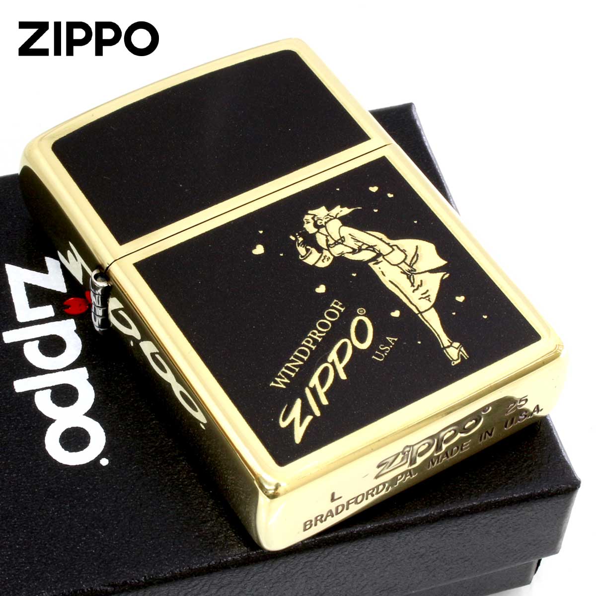 Zippo ジッポー Girl & HEART Windy ウインディ ハート ブラス BS 1201S938