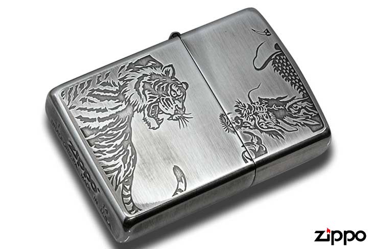 Zippo ジッポー 龍虎シリーズ ＃銀いぶし