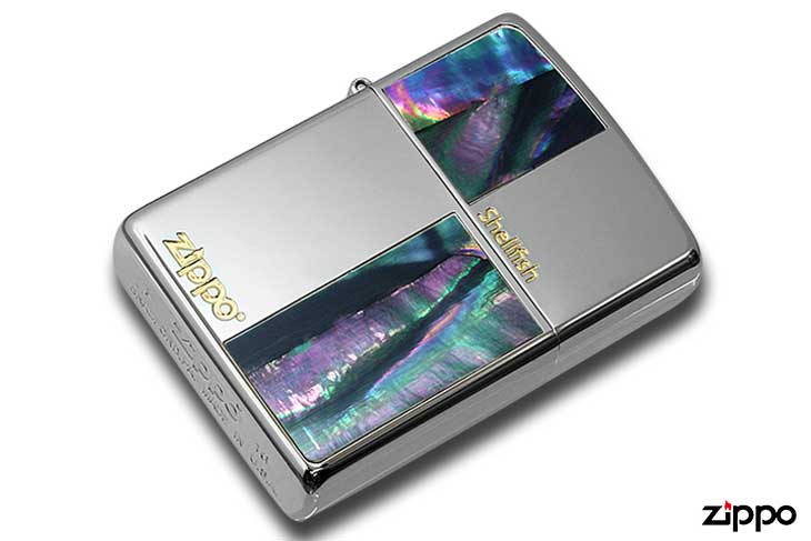 Zippo ジッポー Shellish Desgin ZIPPO LOGO 貝貼り 幾何学模様 ジッポロゴ N＃9 メール便可