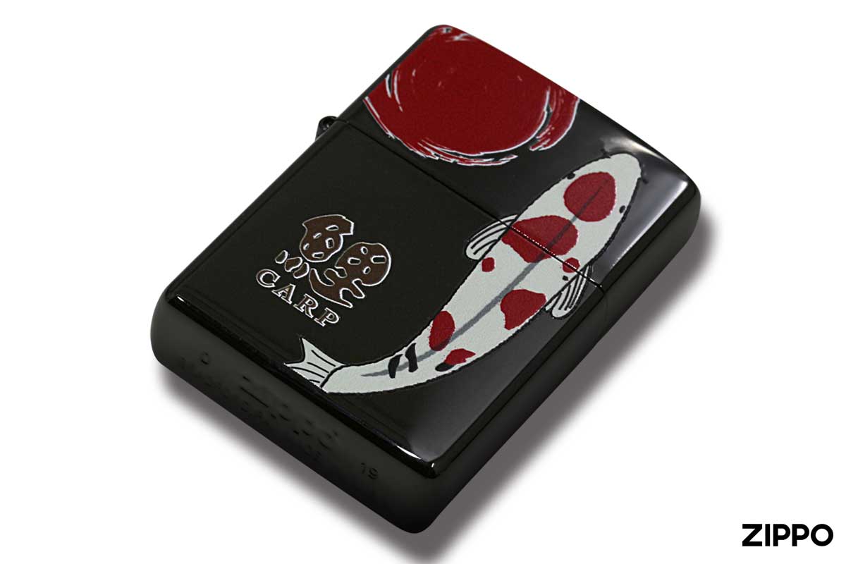 Zippo ジッポー 日輪 錦鯉 UV ink Painted ブラックニッケル メール便可