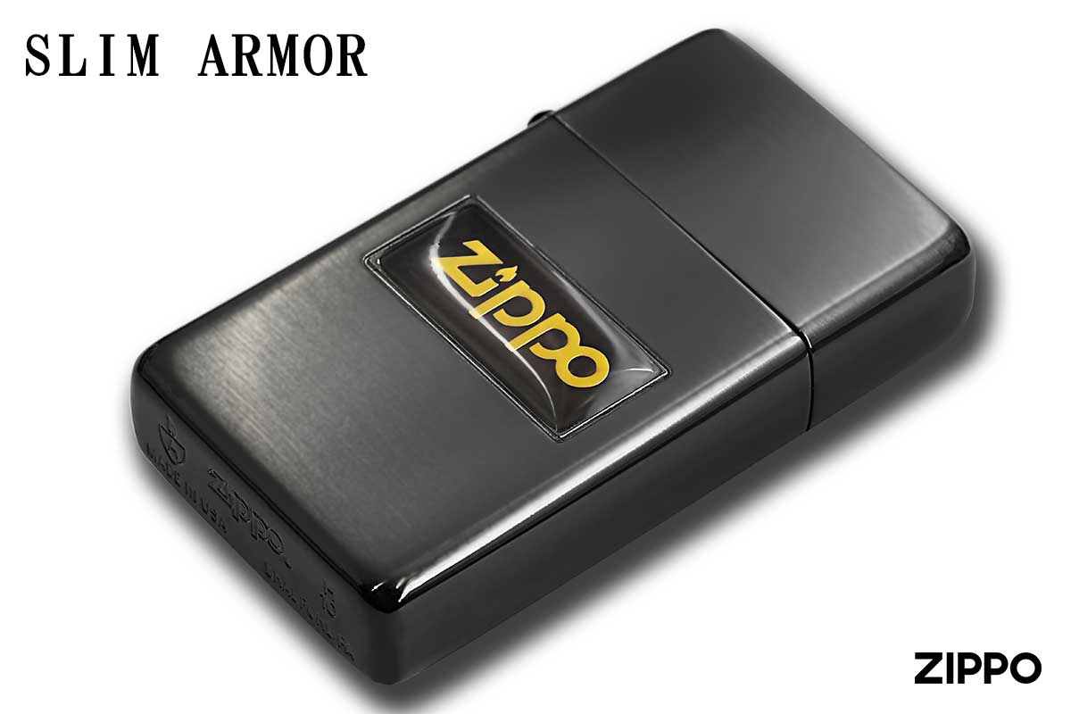 Zippo ジッポー SLIM ARMOR スリムアーマー 液晶ロゴ ブラック ＃1 メール便可