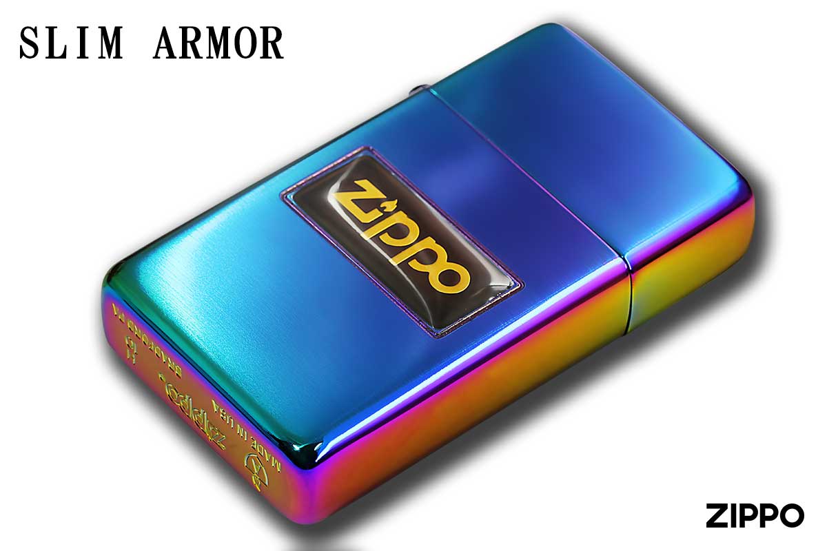 Zippo ジッポー Slim Armor スリムアーマー 液晶ロゴ レインボー 2 メール便可 Zippo専門店フラミンゴ 本店