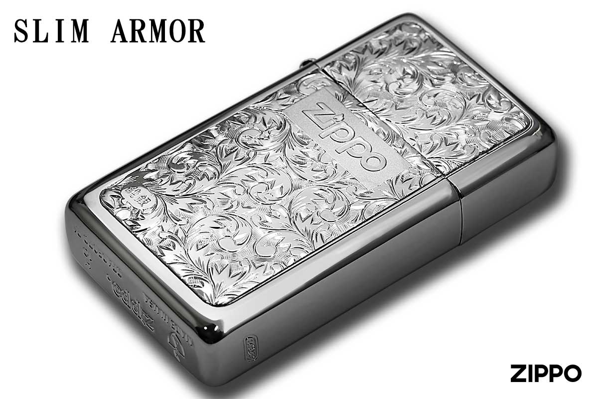 Zippo ジッポー SLIM ARMOR スリムアーマー 銀チタン ＃KR-7 メール便可