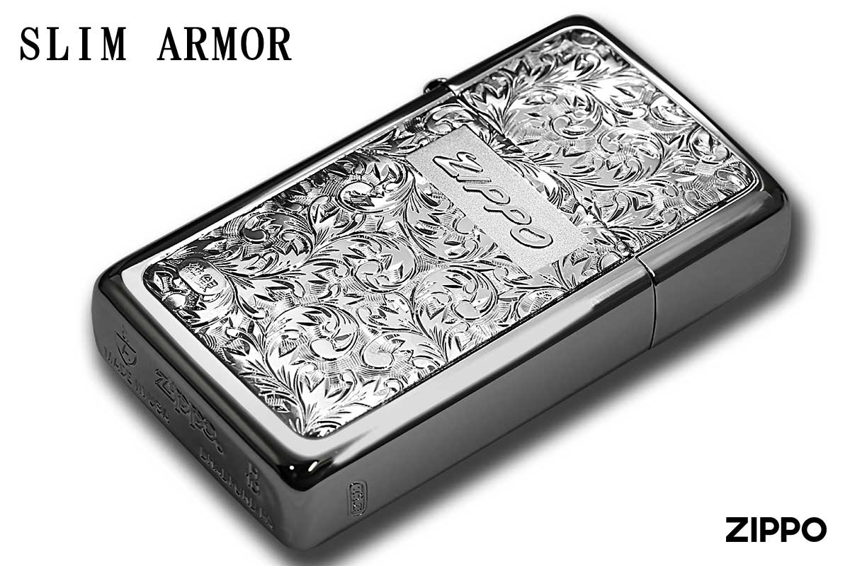 Zippo ジッポー SLIM ARMOR スリムアーマー 銀チタン ＃KR-9 メール便可