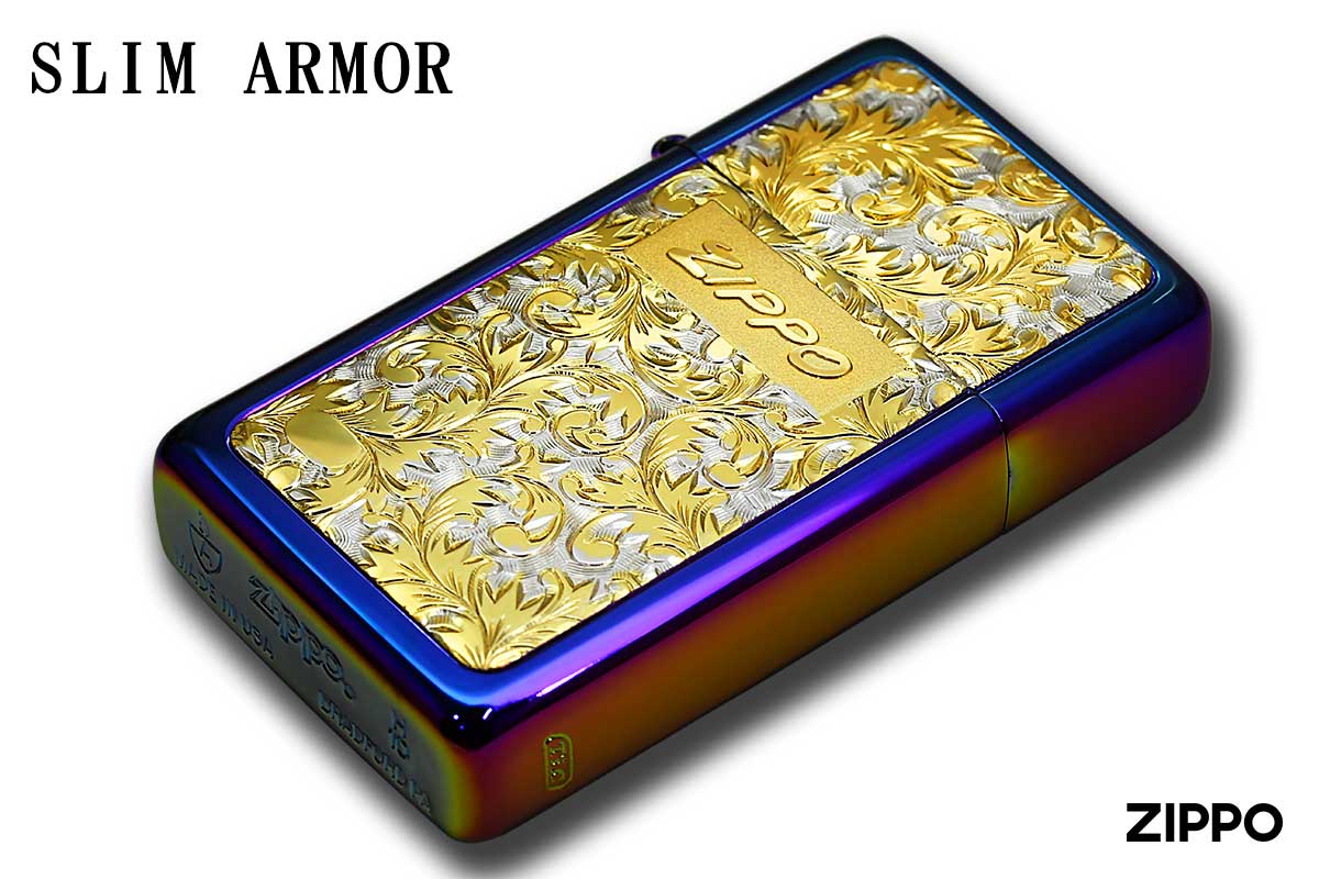 Zippo ジッポー SLIM ARMOR スリムアーマー レインボーチタン ＃K-9 メール便可