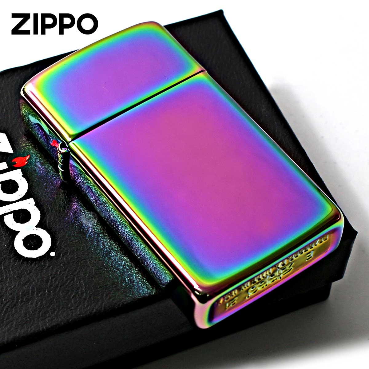Zippo ジッポー スリム 無地 虹 スペクトラム 鏡面 ポリッシュ SLIM SPECTRUM No.20493 メール便可