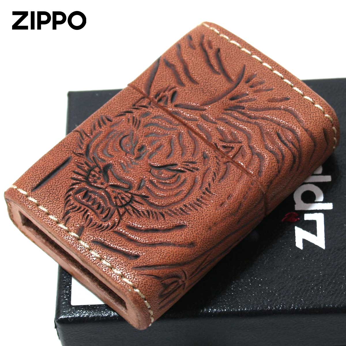 Zippo ジッポー 革巻き レザー ワークス カオス Leather Works CHAOS LWC Z 猛虎
