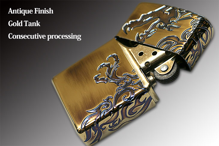 Zippo ジッポー Stream Dragon (A)Antique Brass(G・tank)