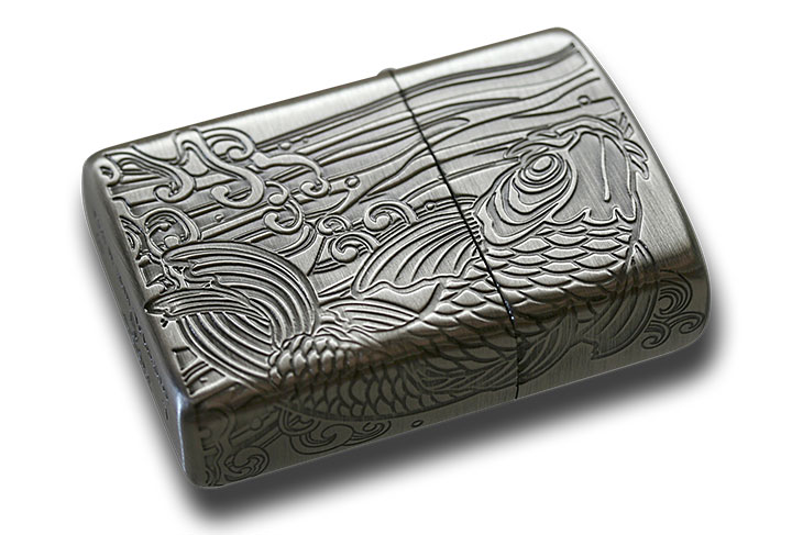 Zippo ジッポー Antique Series 昇鯉(B)アンティークSilver メール便可