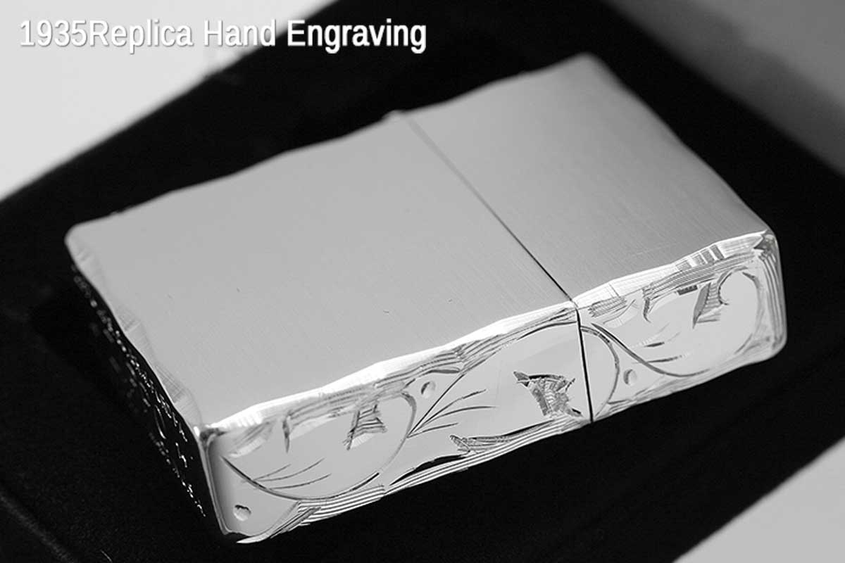 Zippo ジッポー 在庫限り Three Hand Cut 3面手彫り 1935-3H C2 SV10μ SATIN