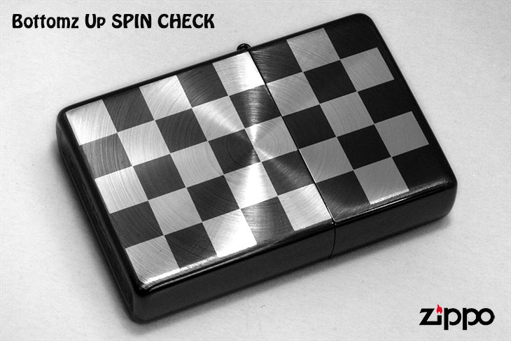 Zippo ジッポー ボトムズアップスピンチェック Bottomz Up SPIN CHECK SV&BN B メール便可