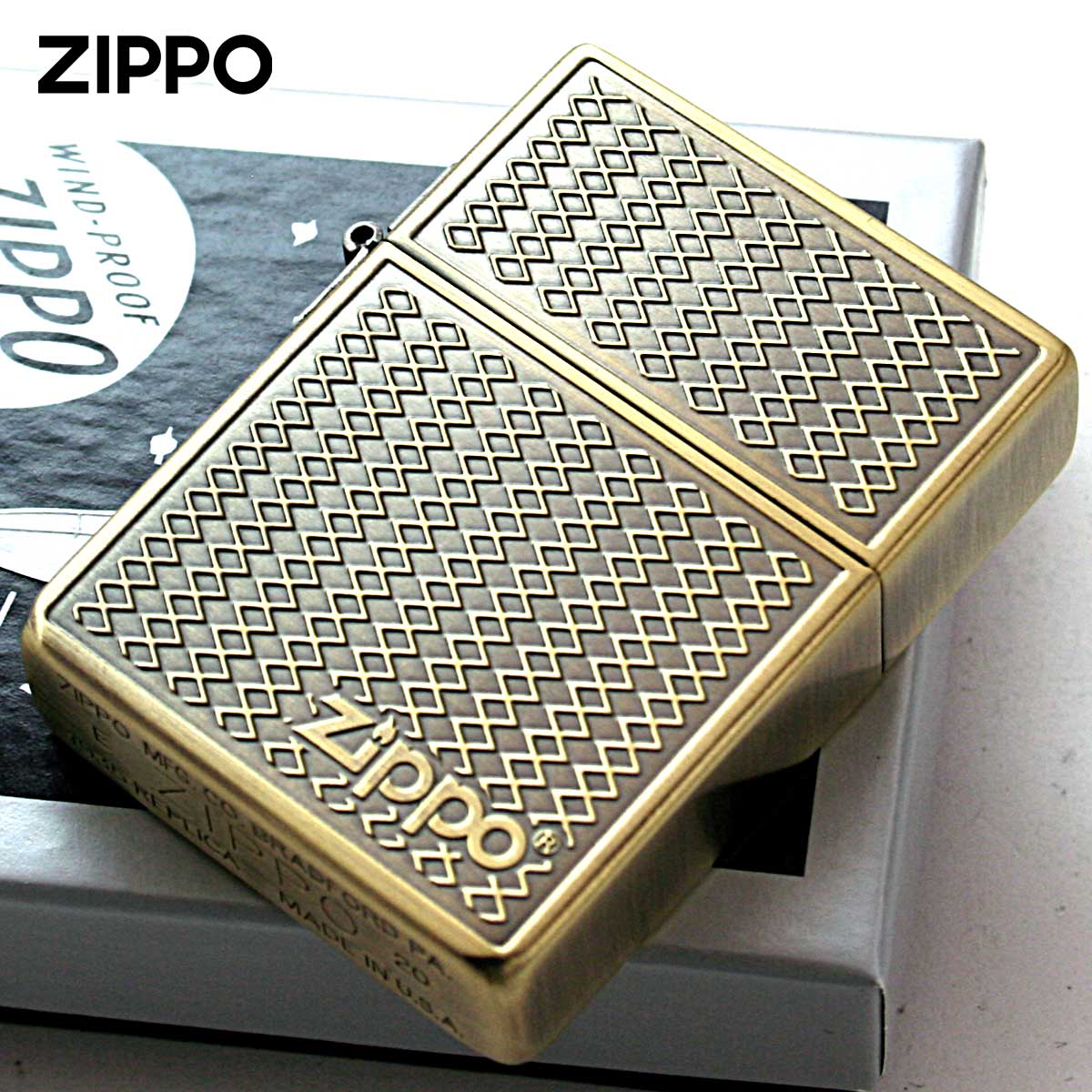 Zippo ジッポー 1935レプリカ グリルメッシュ アンティークブラス 両面加工 1935 Grill Mesh Antique Brass A