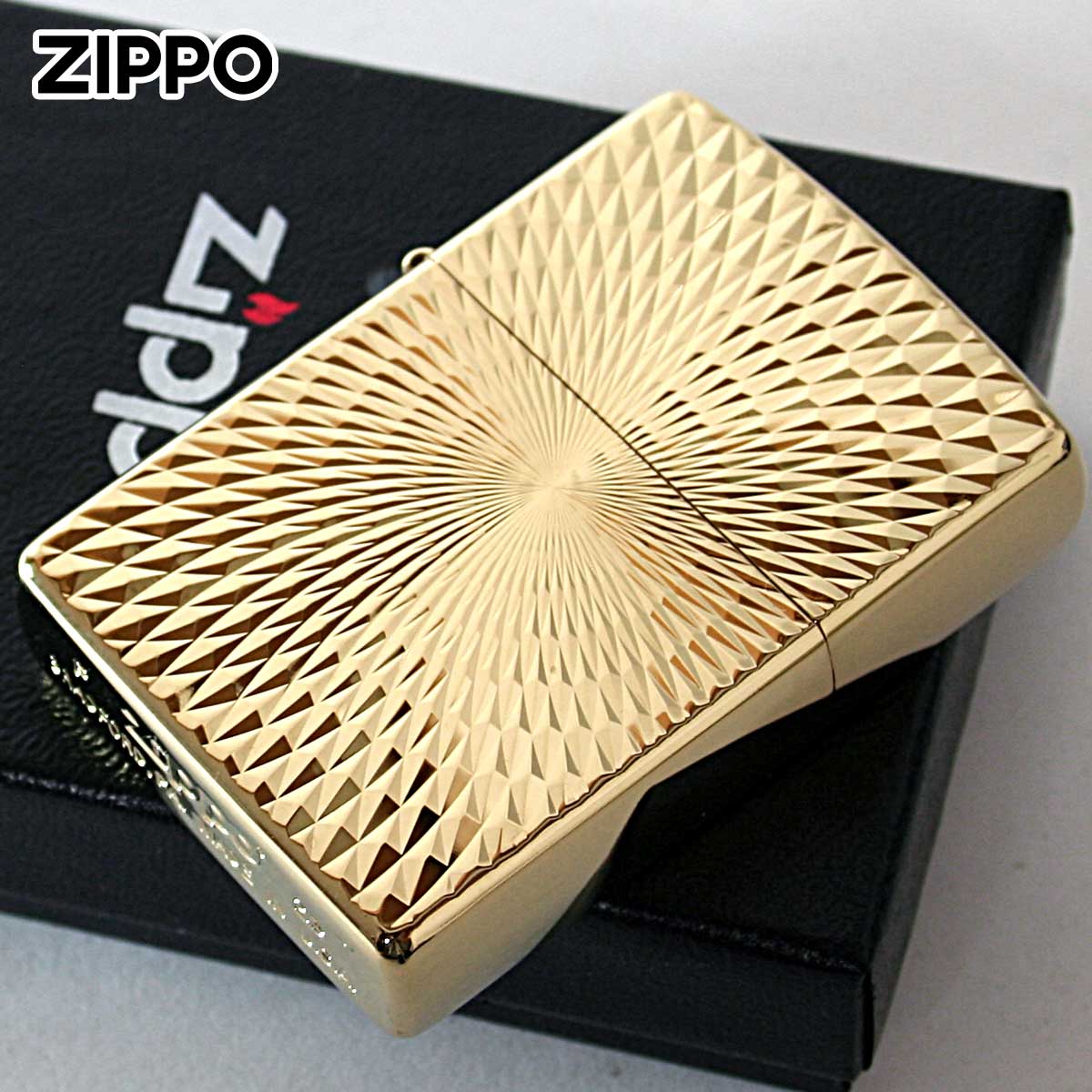 Zippo ジッポー ダイアモンドカット 金メッキ 両面加工 Diamond