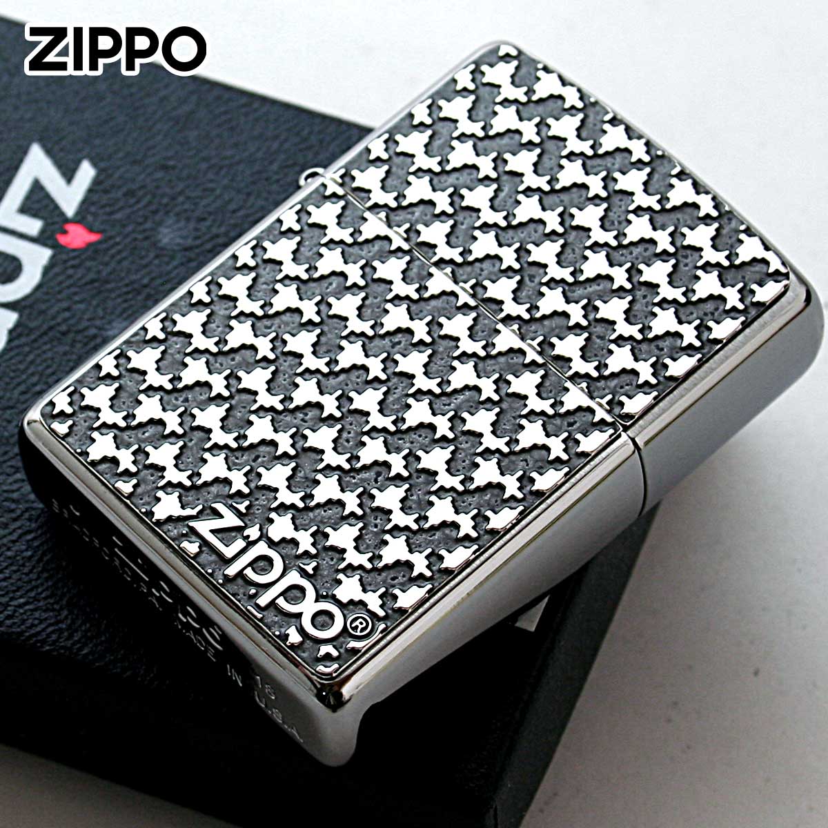 Zippo ジッポー パターン柄 グレー #200 メタルプレート 両面加工 ニッケルメッキ 2MPP-Pattern GY メール便可