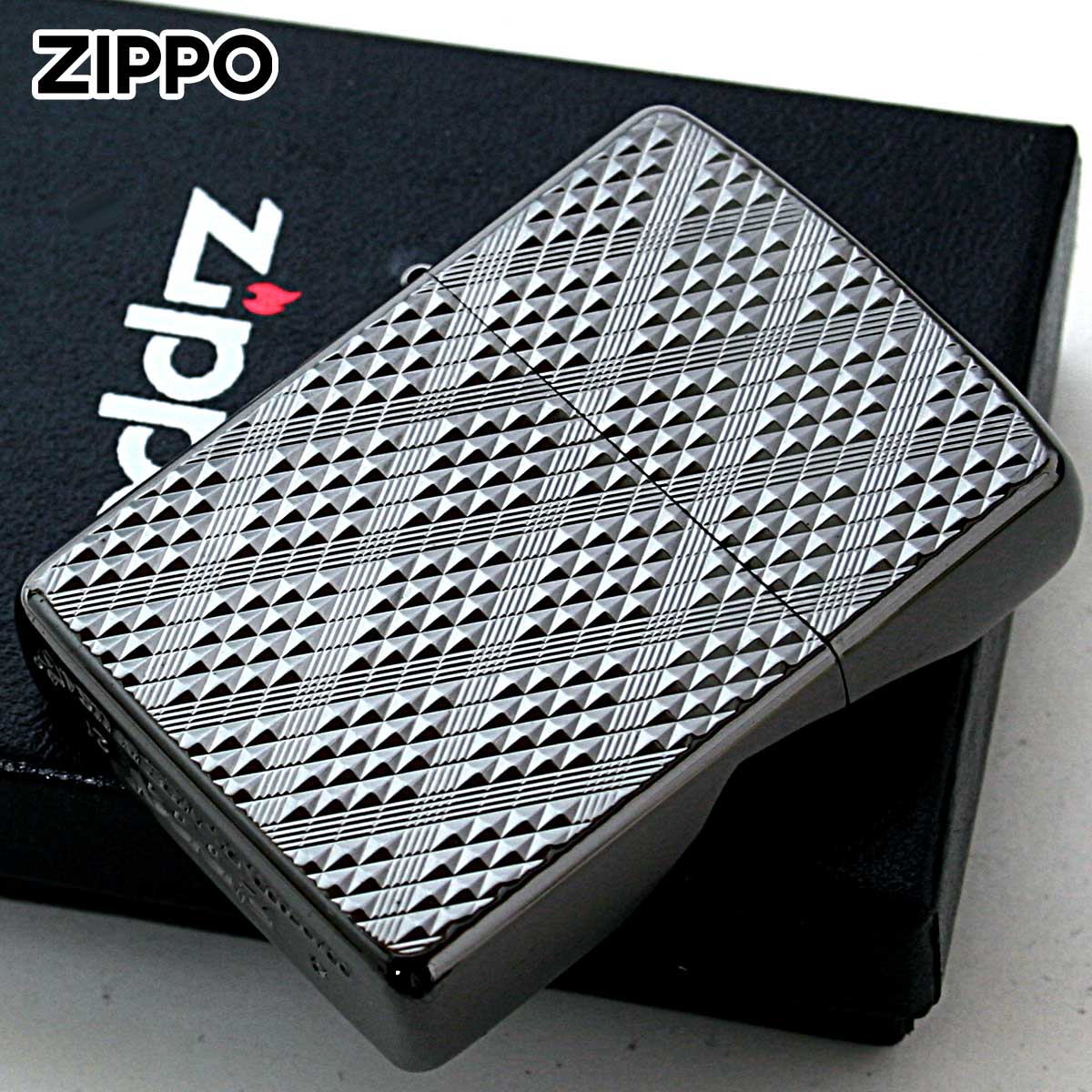 Zippo ジッポー アーマー ディアマンテ ダイアモンド彫刻 ネオブラック 両面加工 ARMOR Diamante Neo Black NB-A