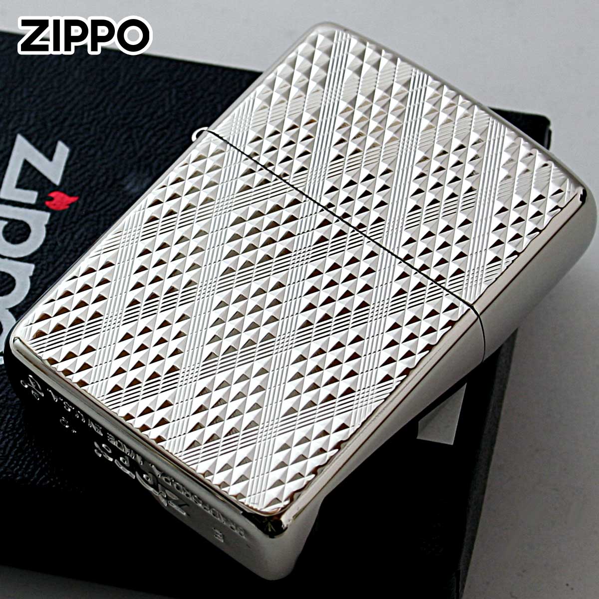 Zippo ジッポー アーマー ディアマンテ ダイアモンド彫刻 ホワイトニッケル 両面加工 ARMOR Diamante White Nickel WN-A