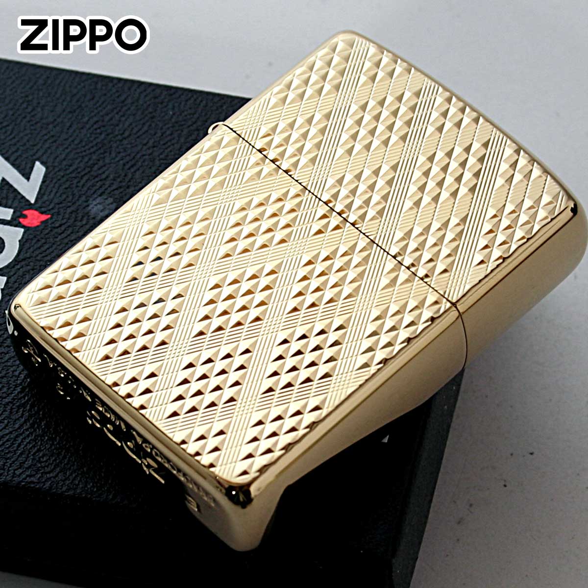 Zippo ジッポー アーマー ディアマンテ ダイアモンド彫刻 金メッキ 両面加工 ARMOR Diamante Gold Plate ゴールドタンク GP-A