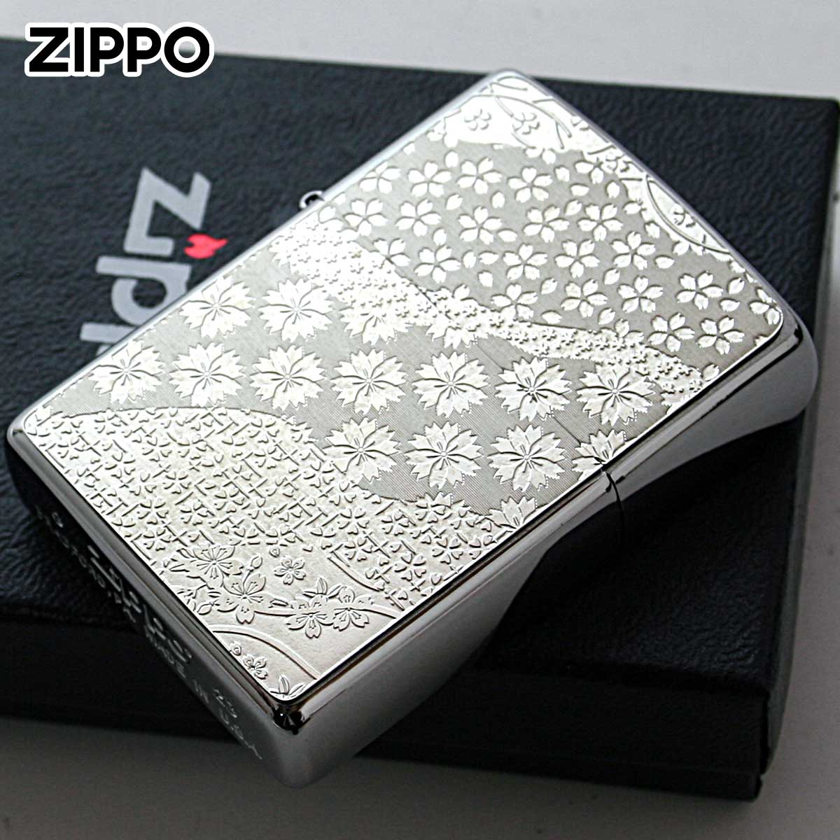 Zippo ジッポー 桜 さくら ＃200 メタルプレート 両面加工 ニッケルメッキ 2MP-桜 メール便可
